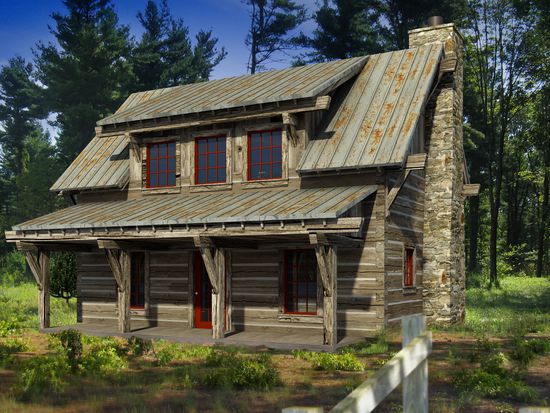 log cabin 3d architectural rendering