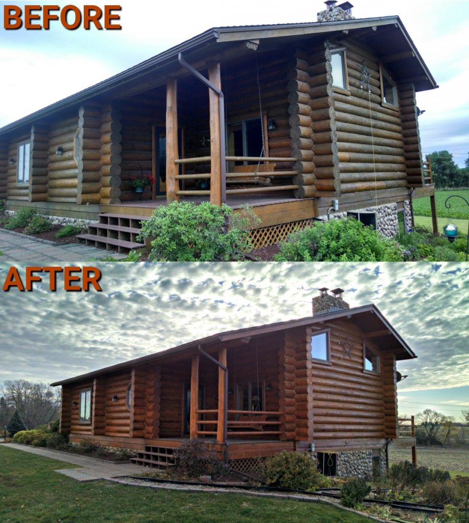 Log cabin restoration before and after